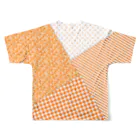 まるいねこのパッチワーク風Tシャツ ～ Orange ～ フルグラフィックTシャツの背面