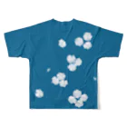 ぼこの八重のさくら（藍色） All-Over Print T-Shirt :back