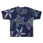 のぐちさきのshells(ネイビー×オーロラ) All-Over Print T-Shirt :back