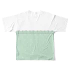 【公式】まるいねこのハートカットTシャツ ～ Green ～ パステルカラーVer. フルグラフィックTシャツの背面