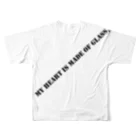 Nekosodateのコワレモノ注意・赤 All-Over Print T-Shirt :back