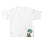 ヤム烈のカワウソいっぱいTシャツ白 フルグラフィックTシャツの背面