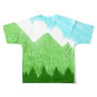 ✨🌈✨ユラクラカン🇯🇵 ✨🌈✨の☁️青空と雲☁️と青い山脈🗻ズ フルグラフィックTシャツの背面