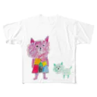 ねこぜや のグシャグシャとモジャモジャ フルグラフィックTシャツ