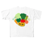 NIKORASU GOの野菜大好きなひと専用デザイン「野菜大集合」 フルグラフィックTシャツ