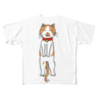 フラっとみやび舎　SUZURI店のねこさんシリーズ2　あおむけ寝猫 All-Over Print T-Shirt