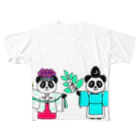 Tako＆Negi SUZURI支店のパンダ宮司とパンダ巫女淡色 All-Over Print T-Shirt