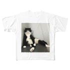 ネコまにあ 【12匹の猫➕うずら】のまめパパ フルグラフィックTシャツ