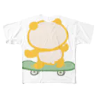 ぱんだ丸ショップのスケボーパンダ フルグラフィックTシャツ