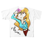 ダメ目の自撮りだめめ フルグラフィックTシャツ