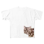 概のお魚くわえた野良猫 フルグラフィックTシャツ