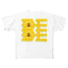 LalaHangeulのハニカム構造(BEE） フルグラフィックTシャツ