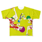 レトロイドの花とワインの女 All-Over Print T-Shirt