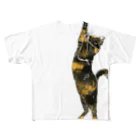 猫竹（nekotake)のサビ模様にゃんこ フルグラフィックTシャツ