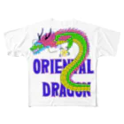 LalaHangeulのORIENTAL DRAGON（龍）英字バージョン フルグラフィックTシャツ