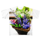 イエローローズのGARDEN FLOWER BASKET フルグラフィックTシャツ