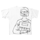 フラミンゴ洋裁店の女の人とレコード All-Over Print T-Shirt