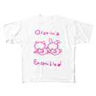 兎猫庵の兎猫オカリナアンサンブル フルグラフィックTシャツ