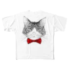 はねまる ショップのCharlie the Cat(赤リボン) フルグラフィックTシャツ