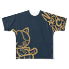 にこねこ【保護猫の保育園】の新発売！猫のぬいぐるみフルグラフィックTシャツが登場🐱【ブルグレー】 All-Over Print T-Shirt