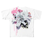 nanaqsaのLily Skull [Pink] フルグラフィックTシャツ