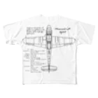 アタマスタイルのメッサーシュミット：戦闘機：ドイツ軍：ナチス：WW2：第二次世界大戦：太平洋戦争 フルグラフィックTシャツ