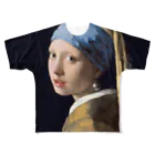 Art Baseのフェルメール / 真珠の耳飾りの少女(The Girl with a Pearl Earring 1665) All-Over Print T-Shirt