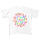 和玄堂suzuri店のカラフルな数字とアルファベット フルグラフィックTシャツ