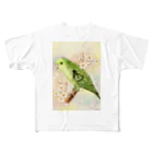 さざなみーずの サザナミインコと桜 フルグラフィックTシャツ