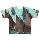 Art Baseのクロード・モネ/ 1868 / Fishing Boats, Calm Sea All-Over Print T-Shirt