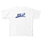 HÖGBRONのHEJ! Navy フルグラフィックTシャツ