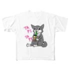 あずき母のタピタピ柴さん（黒柴） フルグラフィックTシャツ