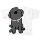 Dog Drawer Drawn by Dogの黒ラブパピー フルグラフィックTシャツ