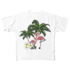 ぺちぺち工房 Pechi Pechi Atelierの南国ふらみんご All-Over Print T-Shirt