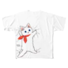 たたメーピーのたたメーピー 〈くっつきにゃん/白〉 All-Over Print T-Shirt