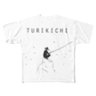 NIKORASU GOの釣り人専用デザイングッズ「ツリキチ」（Tシャツ・パーカー・グッズ・ETC） All-Over Print T-Shirt