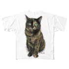 kinako-japanのサビ猫のキューちゃん　背景白 All-Over Print T-Shirt