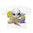 都市伝説屋cilF✴︎シルフの宇宙人×虹龍 フルグラフィックTシャツ