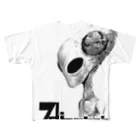 7dimensionsのmonochrome alien フルグラフィックTシャツ