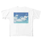 そら豆の気まぐれの青と白 All-Over Print T-Shirt