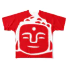 鹿と仏 SHIKA TO HOTOKEのred daibutsu 紅白大仏 フルグラフィックTシャツ