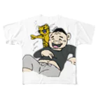 MIRUNOの「ねこおじさん、テレビ」色付き フルグラフィックTシャツ