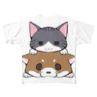 スナネコシンドバッド SUZURIキャラバンのしばねこ（胡麻柴） フルグラフィックTシャツ