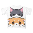 スナネコシンドバッド SUZURIキャラバンのしばねこ フルグラフィックTシャツ