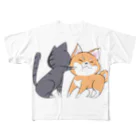 スナネコシンドバッド SUZURIキャラバンのしばねこネコパンチ All-Over Print T-Shirt