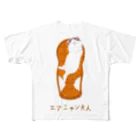 NIKORASU GOのユーモアダジャレネコデザイン「エマニャン夫人」 All-Over Print T-Shirt