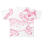 おめでとうのねこ（ももいろ フルグラフィックTシャツ