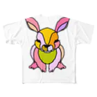 Full of vitality　(フル　オブ　バイタリティ)のpink☆rabbit　(ピンクのうさぎ)　ピンクバージョン　Full of vitality　(フル　オブ　バイタリティ) All-Over Print T-Shirt