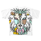 Full of vitality　(フル　オブ　バイタリティ)のwhite☆lion　(白いライオン)　白バージョン　Full of vitality　(フル　オブ　バイタリティ) All-Over Print T-Shirt