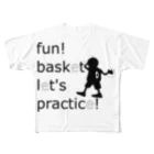 fish-yaのFun! Basket Black All-Over Print T-Shirt